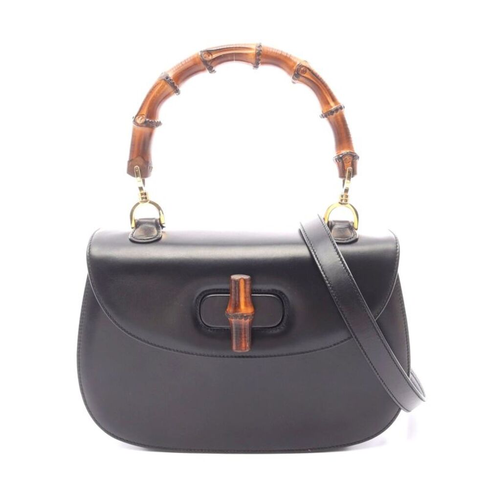 Gucci Bamboo Leather Handbag Black